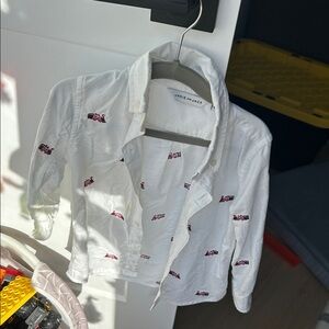 Janie and Jack White Shirt with Red Accents